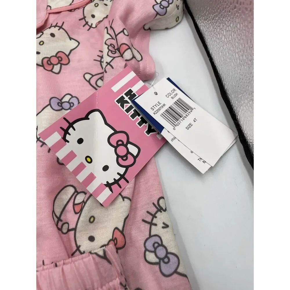 Hello Kitty 2-piece Pajama Set Size 5T Pink Short Sleeve Top & Shorts NEW W/ Tag